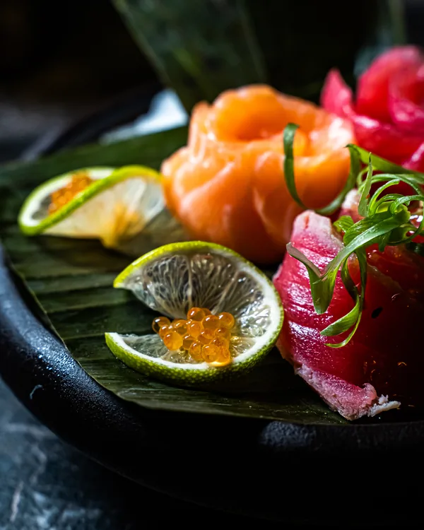 Sashimi van zalm en tonijn